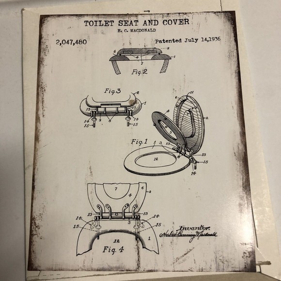 4 Lot Vintage Bathroom Wall Decor 8x10 Prints Toilet Razor Duck Patent Art Photo - Picture 2 of 7